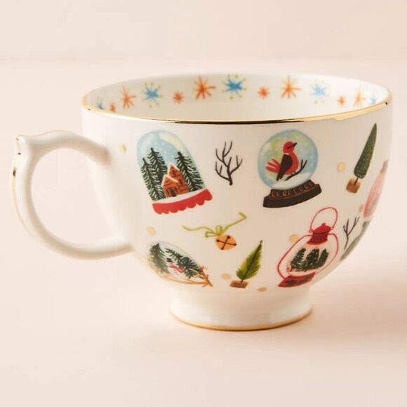 ANTHROPOLOGIE Quill & Fox Snowglobe Mug